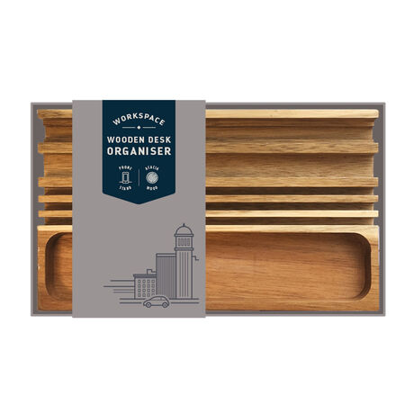 GENTLEMEN'S HARDWARE AHŞAP MASAÜSTÜ DÜZENLEYİCİ-WOODEN DESK ORGANISER WITH PHONE STAND - 1