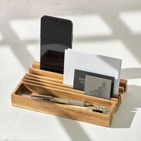 GENTLEMEN'S HARDWARE AHŞAP MASAÜSTÜ DÜZENLEYİCİ-WOODEN DESK ORGANISER WITH PHONE STAND - 6