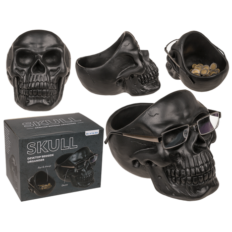 KURUKAFA MASA ORGANISER ve GÖZLÜK TUTUCU - SKULL ORGANISER WITH GLASS HOLDER 16x20x17 cm. - 1